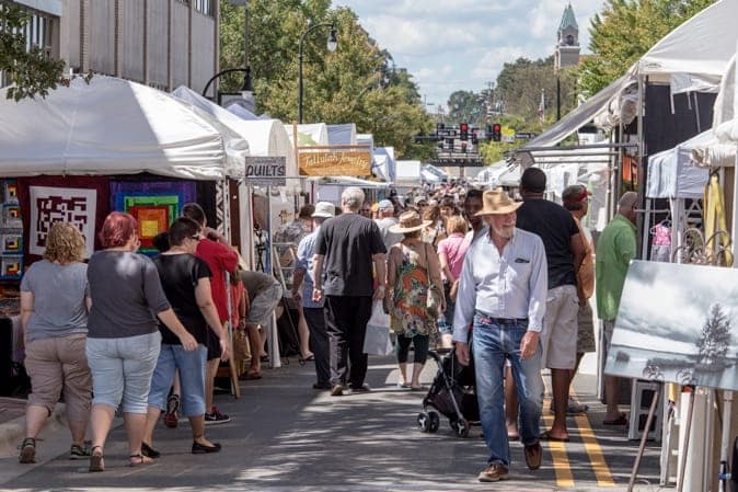 People walking around the CenterFest Art Festival