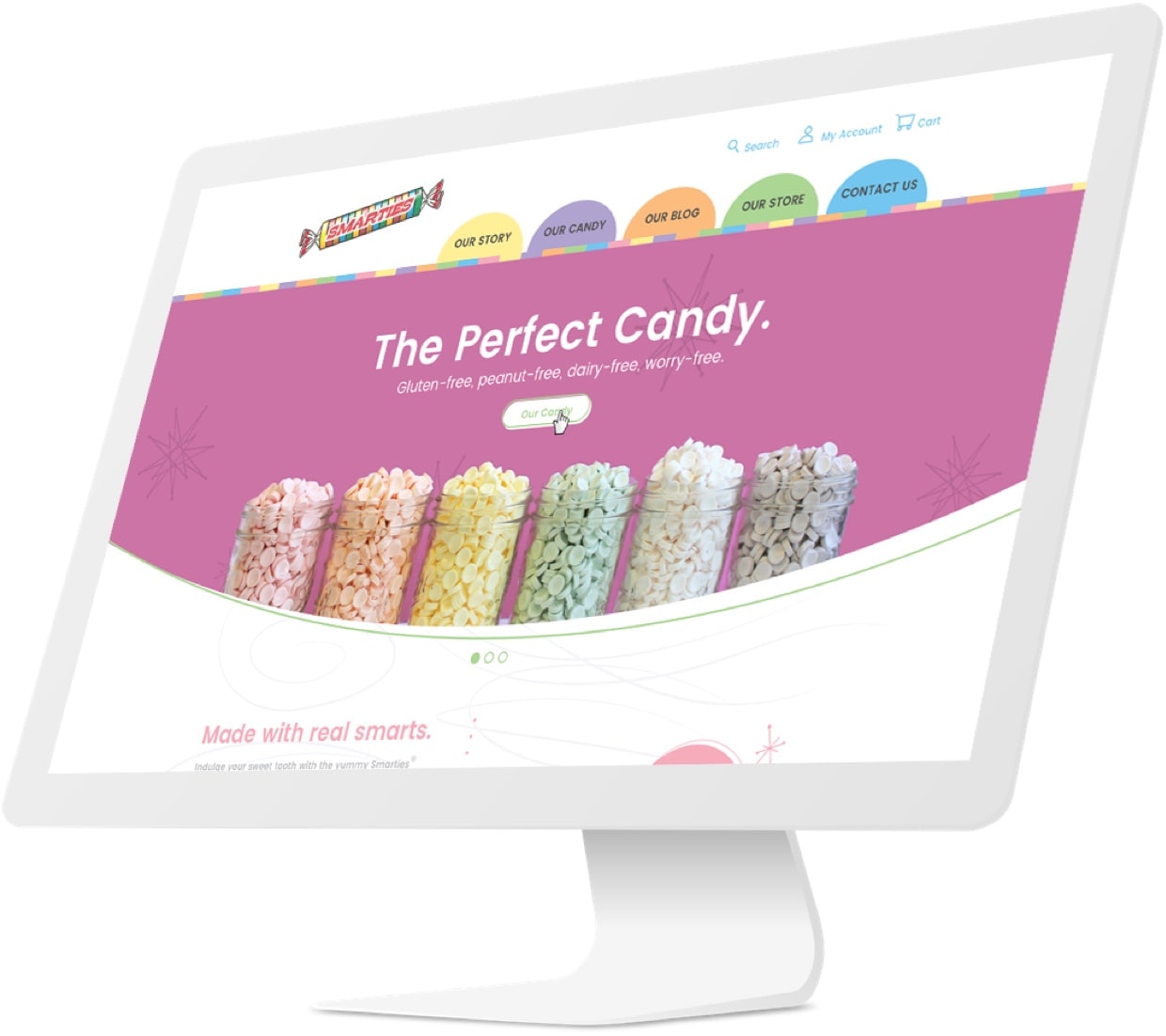 Smarties landing page on computer desktop