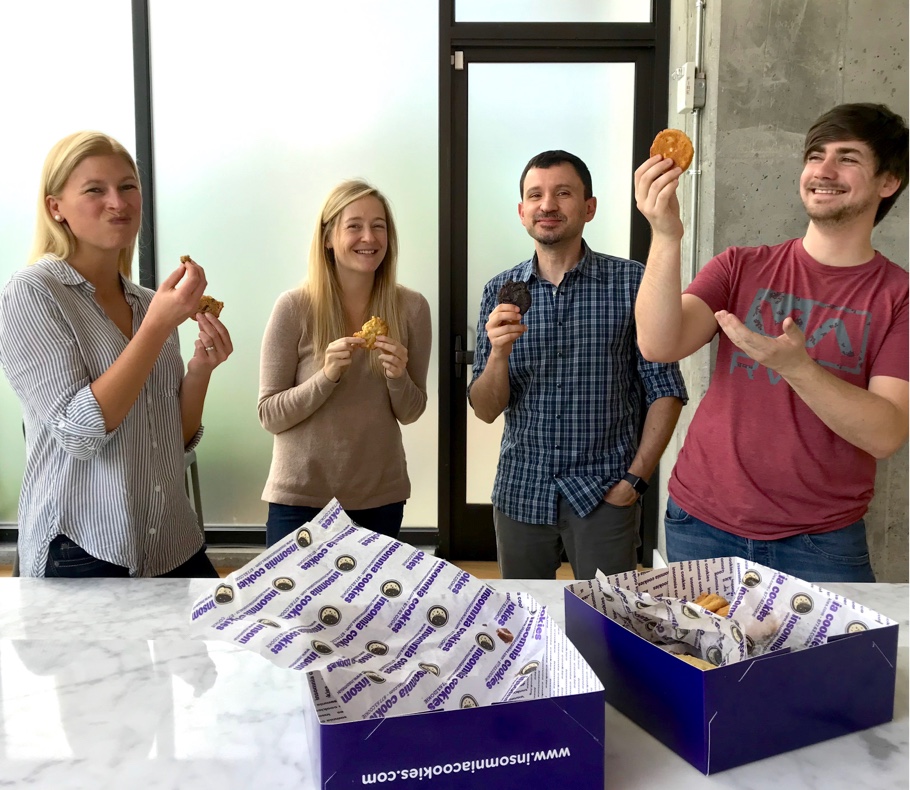 Rivers team enjoying cookies