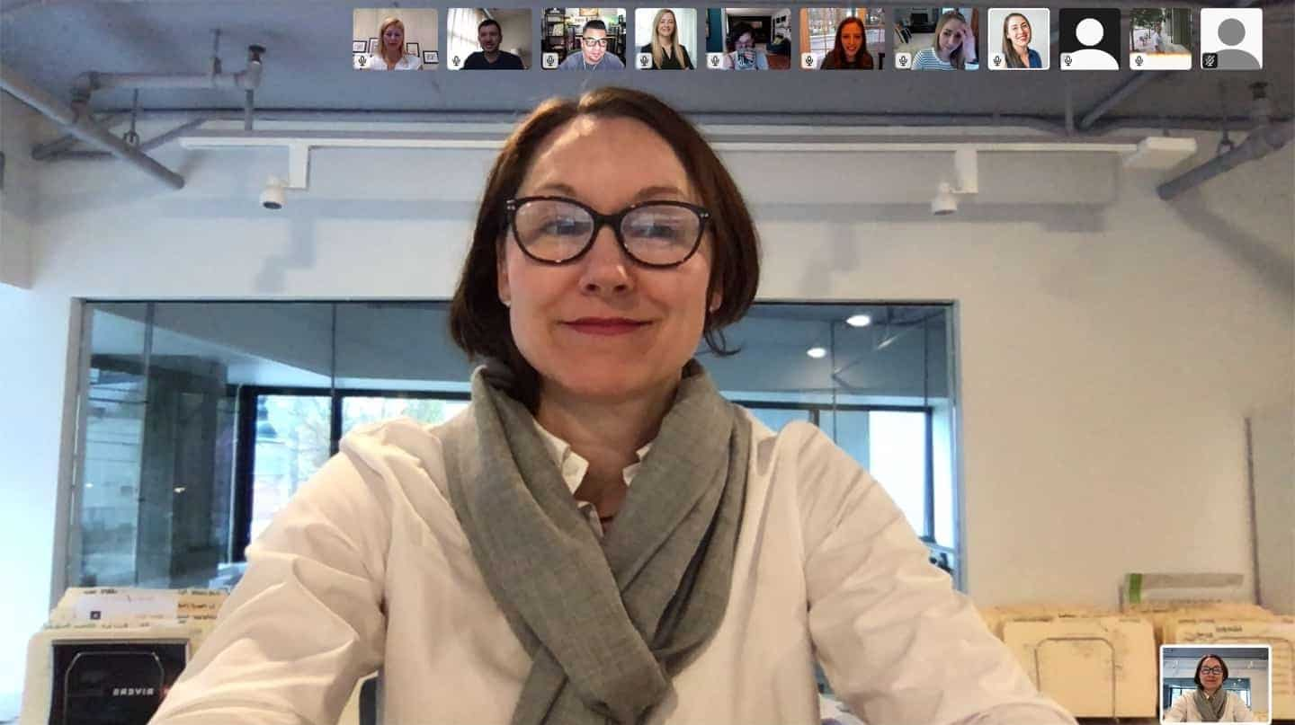 Screenshot of the Rivers team during a video call