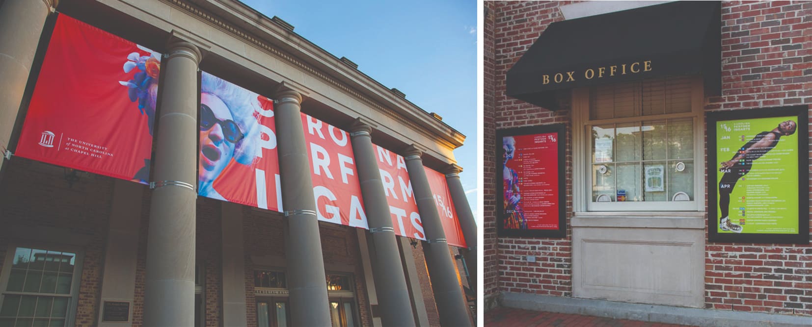 Entrance of carolina performing arts building